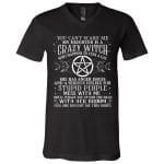 4VT. My Daughter Is A Crazy Witch, Black, V-Neck T-Shirt