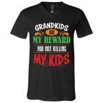 2Th. Grandkids are my reward, Black, V-Neck T-Shirt