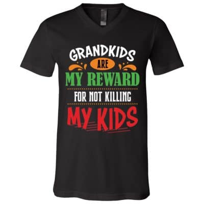 2Th. Grandkids are my reward, Black, V-Neck T-Shirt