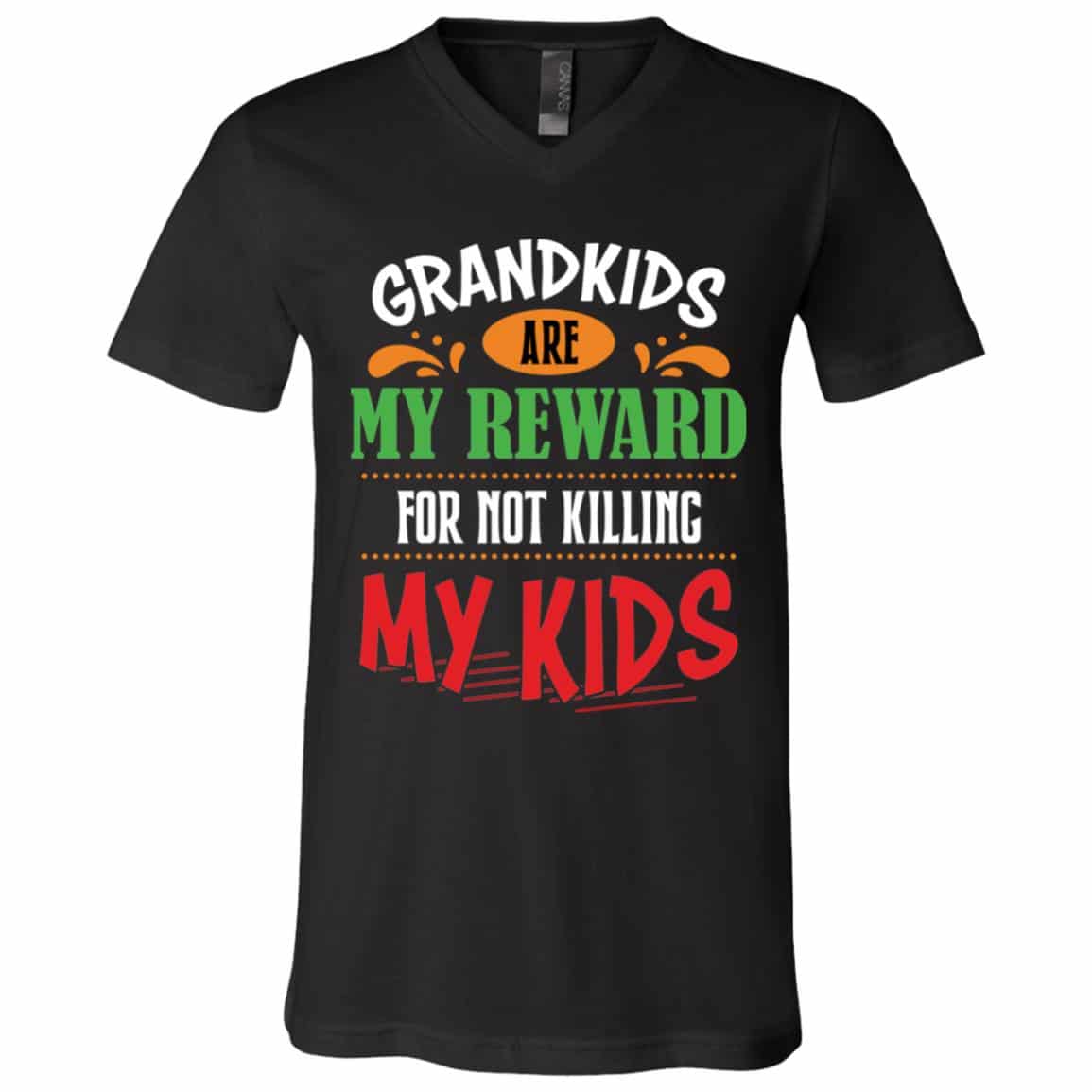 2Th. Grandkids are my reward, Black, V-Neck T-Shirt