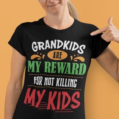Alternative view of Grandkids Are My Reward For Not Killing My Kids T-Shirt - V-Neck Shirt