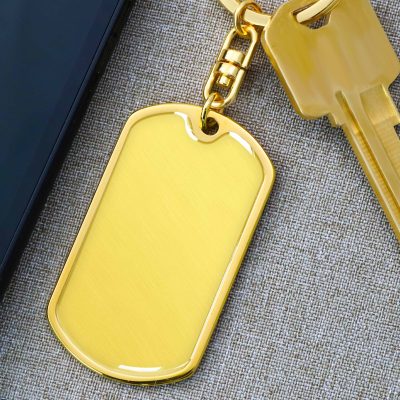 Dog Tag Keychain (18K Yellow Gold)