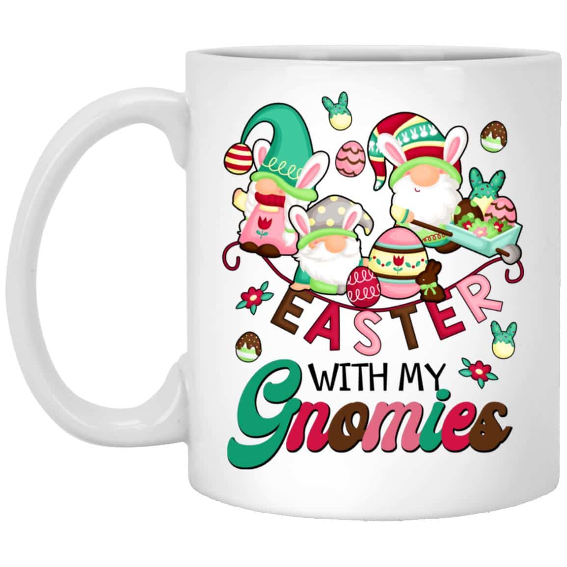 7Th. Easter With Gnomies(7), White, 11 oz. White Mug