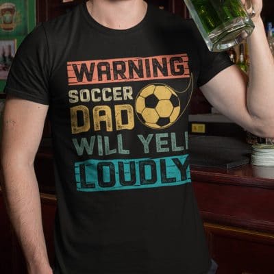 Alternative view of Warning Soccer Dad Will Yell Loudly Retro T-Shirt - Fathers Day Gift for Soccer Dad
