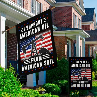 Alternative view of I Support American Oil From American Soil Garden Flag - House Flag