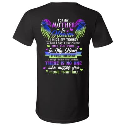 mom 1, Black, V-Neck T-Shirt