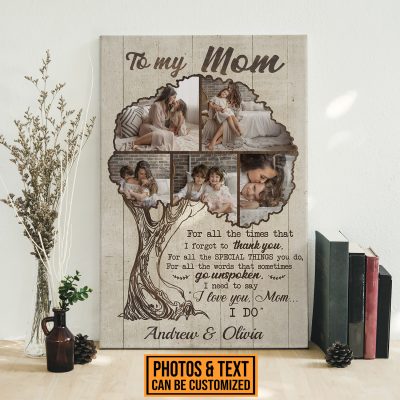 Custom Photo Collage Family Tree To My Mom Framed Canvas - Poster - Personalized Mother's Day Gifts For Mom