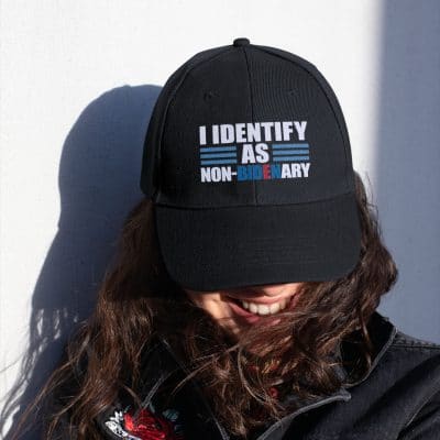 Alternative view of I Identify As Non-bidenary Anti Joe Biden Twill Cap - Funny Biden Snapback Hat
