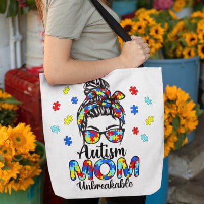 Autism Mom Unbreakable All Over Print Tote Bag - Shoulder Bag - Mother's Day Autism Gift