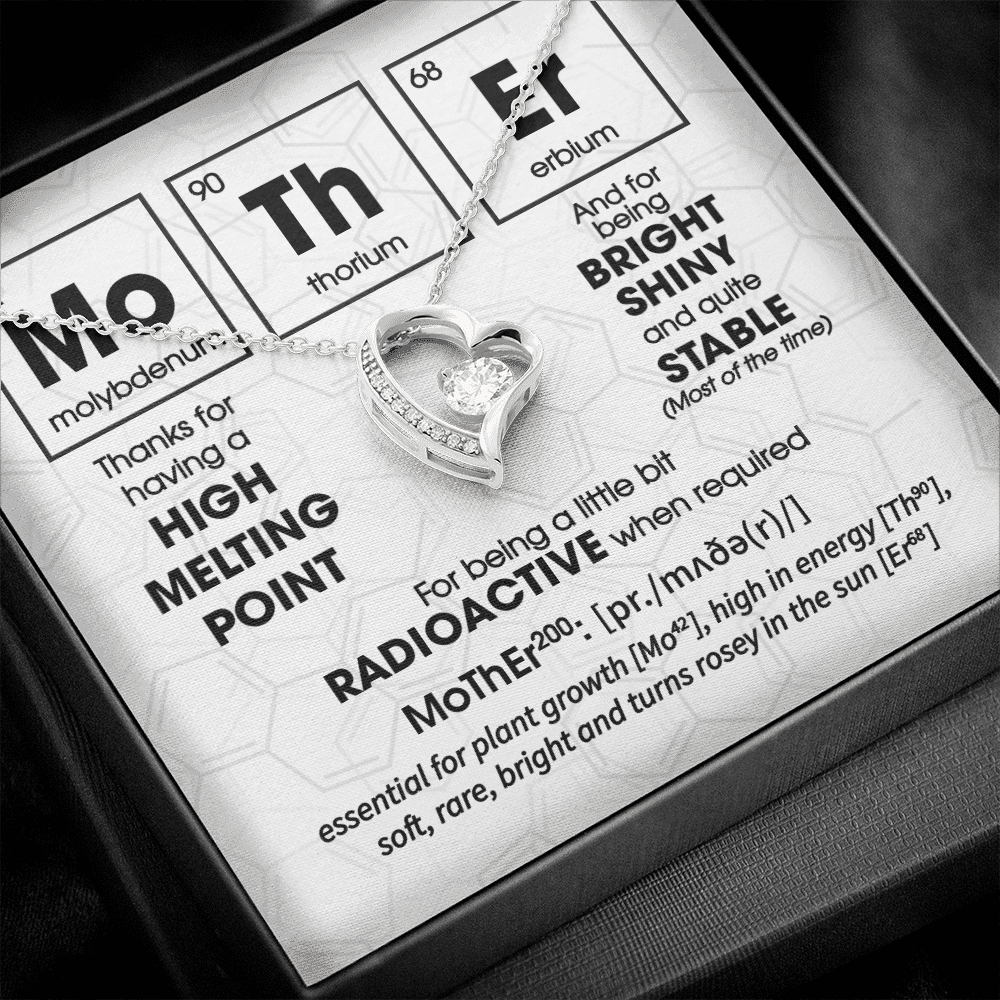 Mother Periodic Table Of Elements Funny Mom Mother's Day Forever Love Heart Pendant Necklace