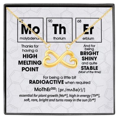 Mother Periodic Table Of Elements Funny Mom Mother's Day Infinity Love Heart Pendant Necklace