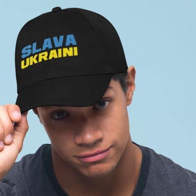 Alternative view of Slava Ukraini Glory To Ukraine Twill Cap - Support Volodymyr Zelensky Ukrainian Flag Snapback Hat
