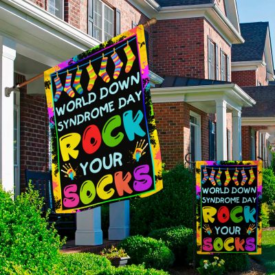 Alternative view of World Down Syndrome Day Rock Your Socks Decorative Garden Flag - House Flag - Wall Flag