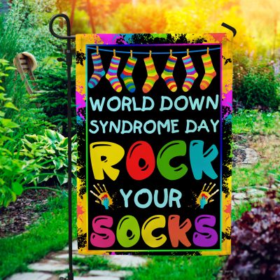 World Down Syndrome Day Rock Your Socks Decorative Garden Flag - House Flag - Wall Flag