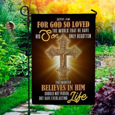 John 3:16 Bible Verse Scripture Christian Decorative Garden Flag - House Flag - Wall Flag