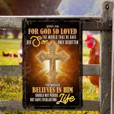 John 3:16 Bible Verse Scripture Christian Decorative Metal Sign