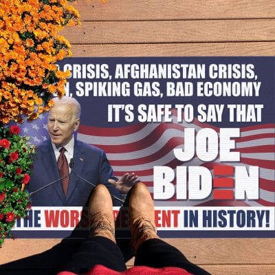 Alternative view of Border Crisis Afghanistan Crisis Inflation Joe Biden Is the Worst President In History Anti Biden Entrance Decorative Doormat