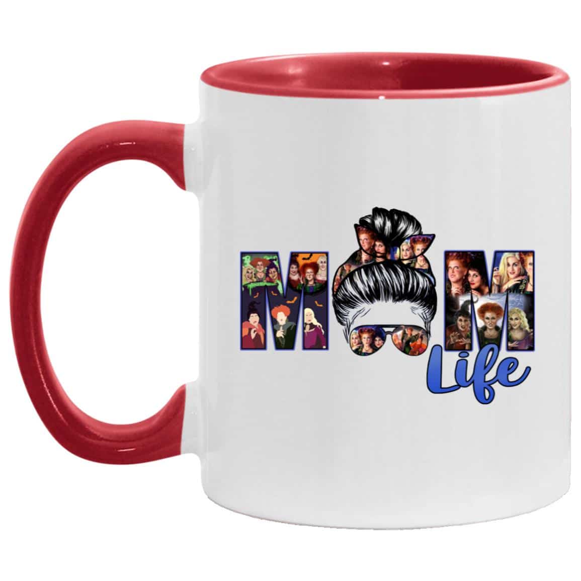 12. Mom Life Hocus (2) accent mug, White/Red, 11 oz. Accent Mug