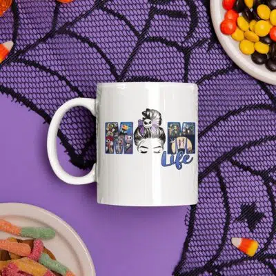 Alternative view of Mom Life Horror Halloween Mug - Nightmare Before Christmas Ceramic Coffee Mug - Beer Stein - Water Bottle - Color Changing Mug