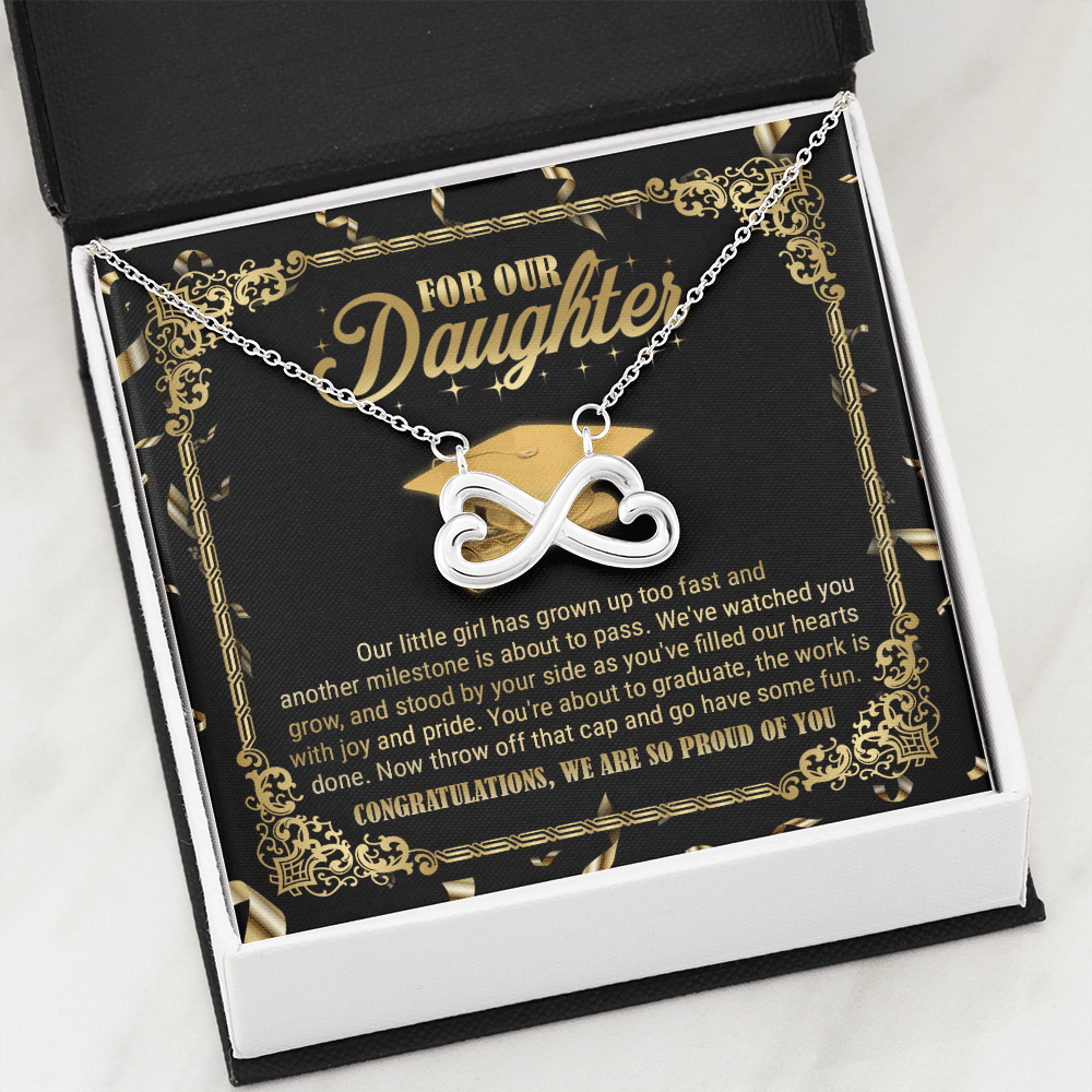 For Our Daughter Our Little Girl Has Grown Up Too Fast And Another Milestone Infinity Heart Pendant Necklace