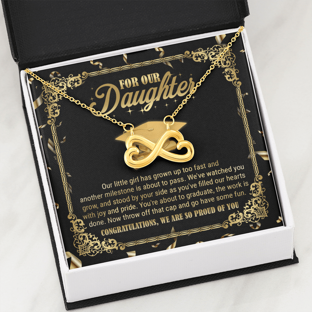 For Our Daughter Our Little Girl Has Grown Up Too Fast And Another Milestone Infinity Heart Pendant Necklace