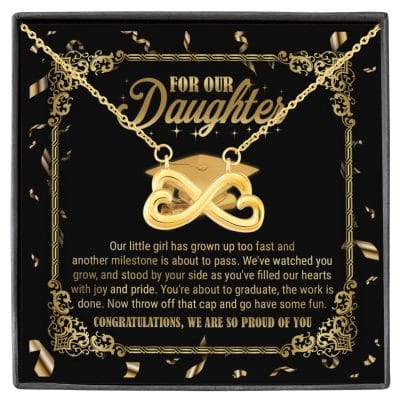 For Our Daughter Our Little Girl Has Grown Up Too Fast And Another Milestone Infinity Heart Pendant Necklace