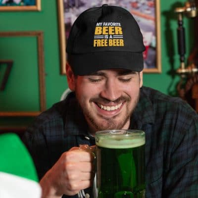 Alternative view of My Favorite Beer Is A Free Beer Funny Twill Cap - High-Profile Snapback Hat - Beer Lover Gifts