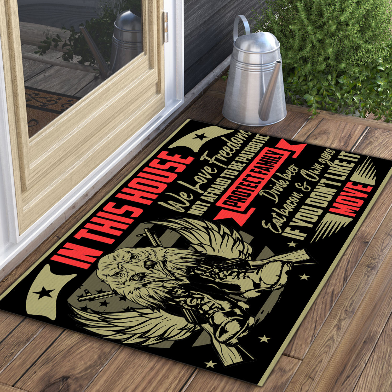 2VT. In This House We Love Freedom Doormat Mockup 3