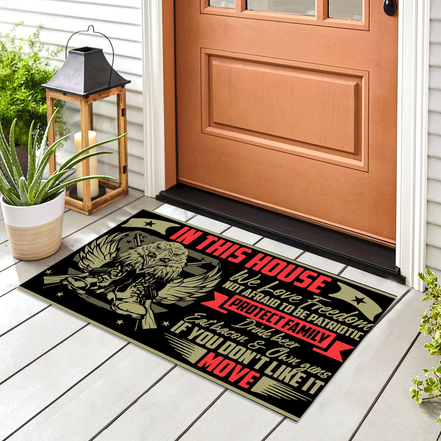 2VT. In This House We Love Freedom Doormat mockup 8