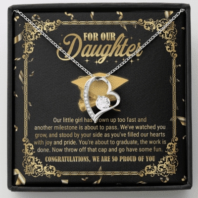 For Our Daughter Our Little Girl Has Grown Up Too Fast And Another Milestone Forever Love Heart Pendant Necklace - Forever Love Necklace (14K White Gold)