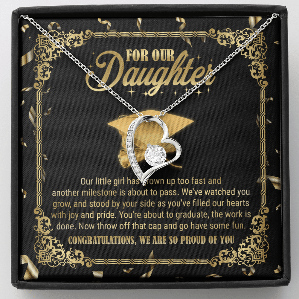 For Our Daughter Our Little Girl Has Grown Up Too Fast And Another Milestone Forever Love Heart Pendant Necklace - Forever Love Necklace (14K White Gold) For Our Daughter Our Little Girl Has Grown Up Too Fast And Another Milestone Forever Love Heart Pendant Necklace - Forever Love Necklace (14K White Gold)