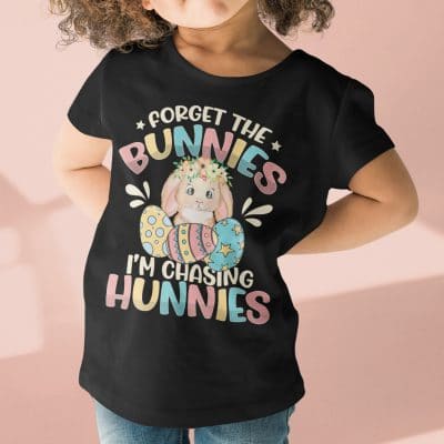 Alternative view of Forget The Bunnies I'm Chasing Hunnies Funny Easter Youth T-Shirt for Kids