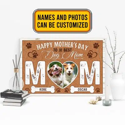 Personalized Photo Happy Mother's Day To The Best Dog Mom Framed Canvas Prints - Dog Mom Unframed Poster