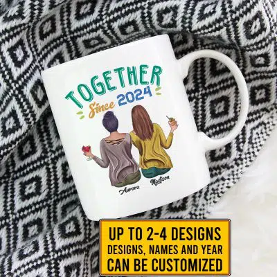 Custom Clipart Together Since Year Friendship Ceramic Coffee Mug - Besties Beer Stein - Water Bottle - Color Changing Mug