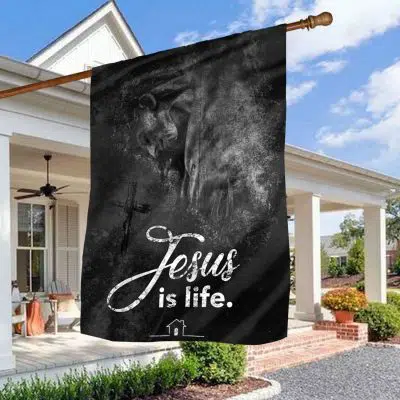 Jesus Is Life Christian Decorative Garden Flag - Religious Faith House Flag - Wall Flag