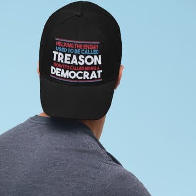 Alternative view of Helping The Enemy Used To Be Called Treason Now It's Called Being A Democrat Twill Cap - High-Profile Snapback Hat - Trucker Hat