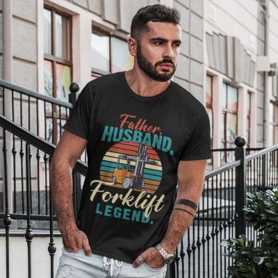Alternative view of Father Husband Forklift Legend T-Shirt - Retro Vintage Forklift Driver Father's Day Shirt
