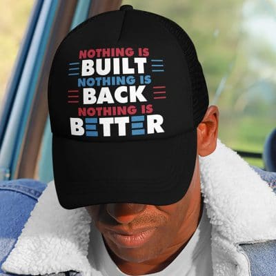 Alternative view of Nothing Is Back Nothing Is Built Biden Twill Cap - High-Profile Snapback Hat