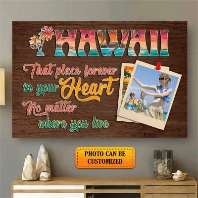 Personalized Photo Hawaii that Place Forever in Your Heart No Matter Where You Live Framed Canvas Prints - Unframed Poster