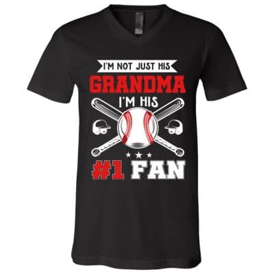 Personalized 5VT. Baseball I'm Not Just His, Black, V-Neck T-Shirt