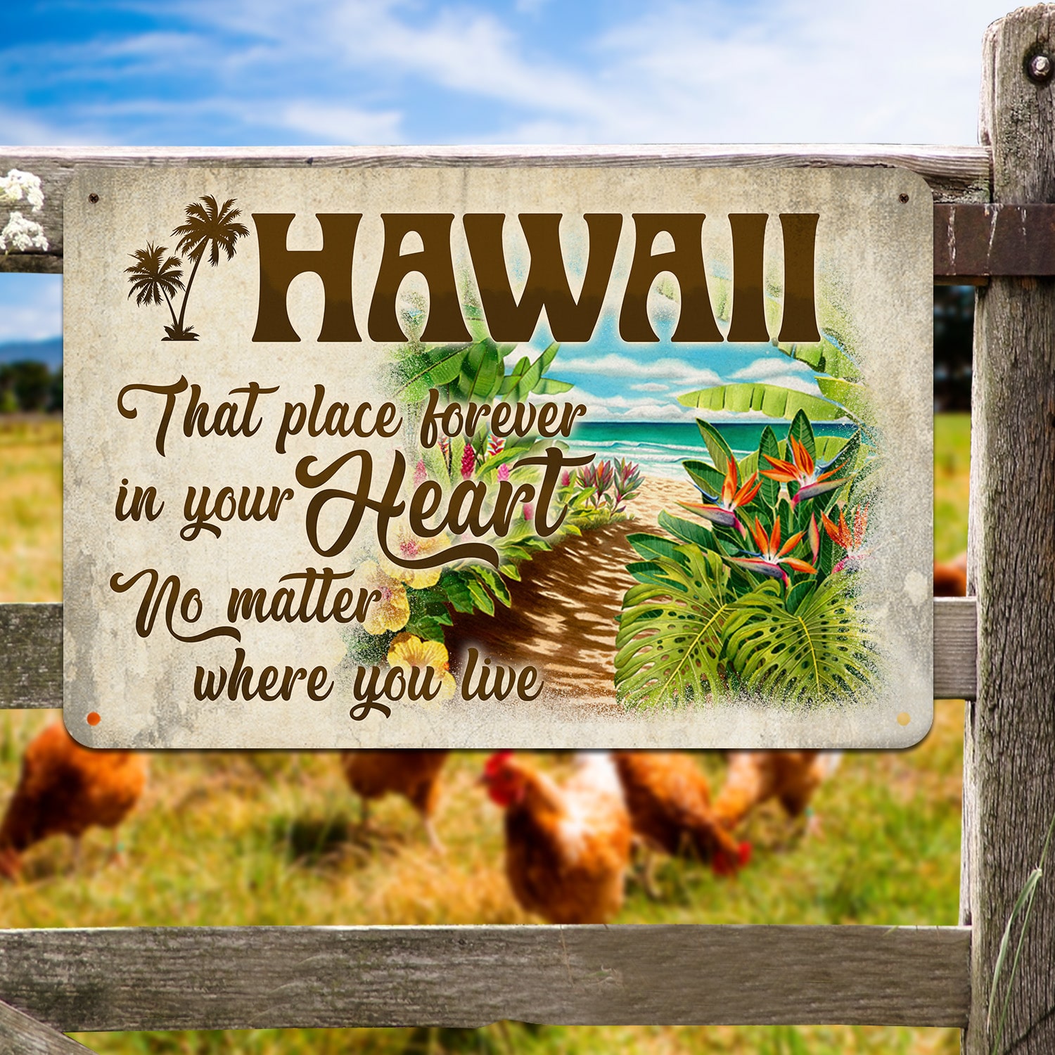 7. Hawaii On Your Heart Metal Sign Metal Sign Mockup 5