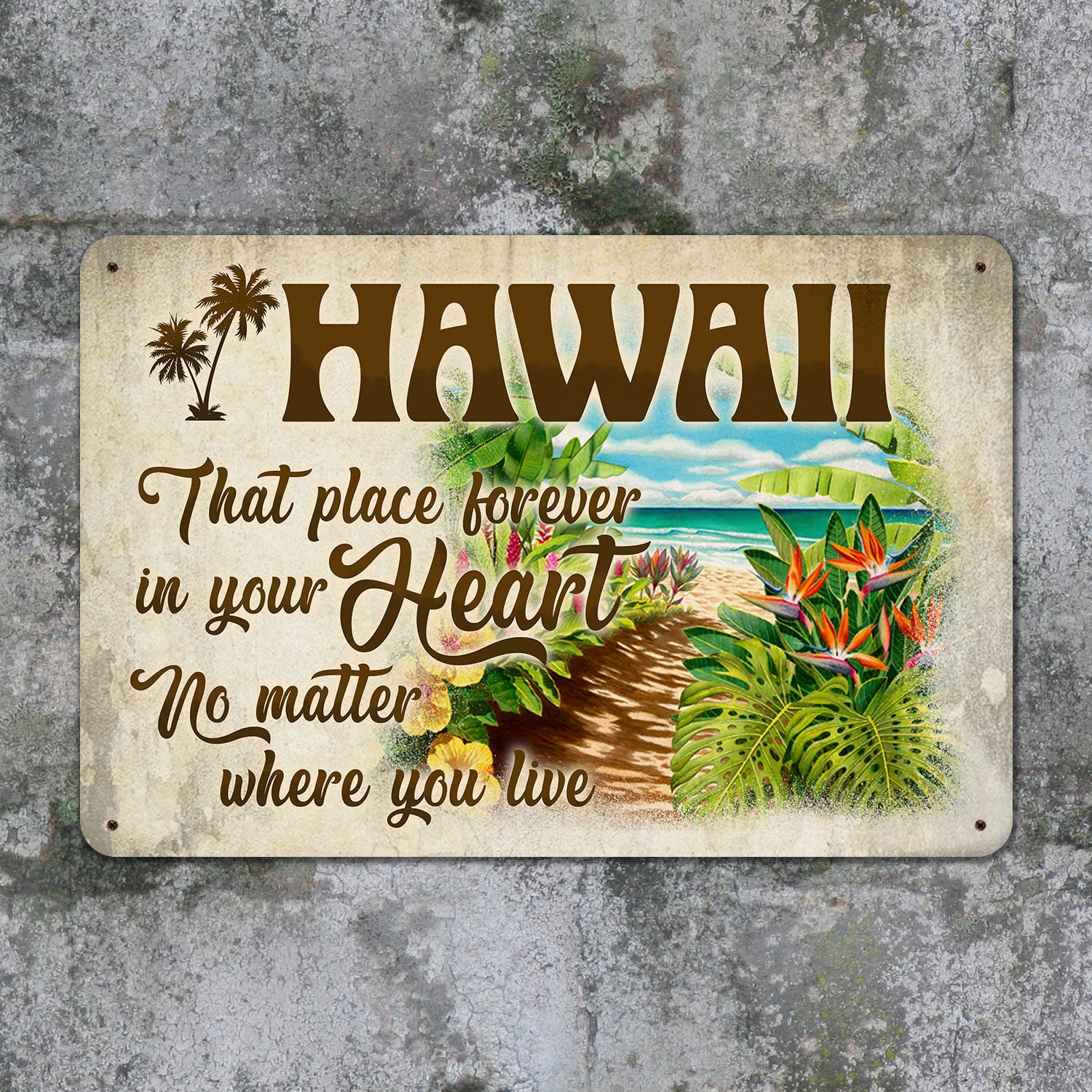 7. Hawaii On Your Heart Metal Sign Metal Sign Mockup 12