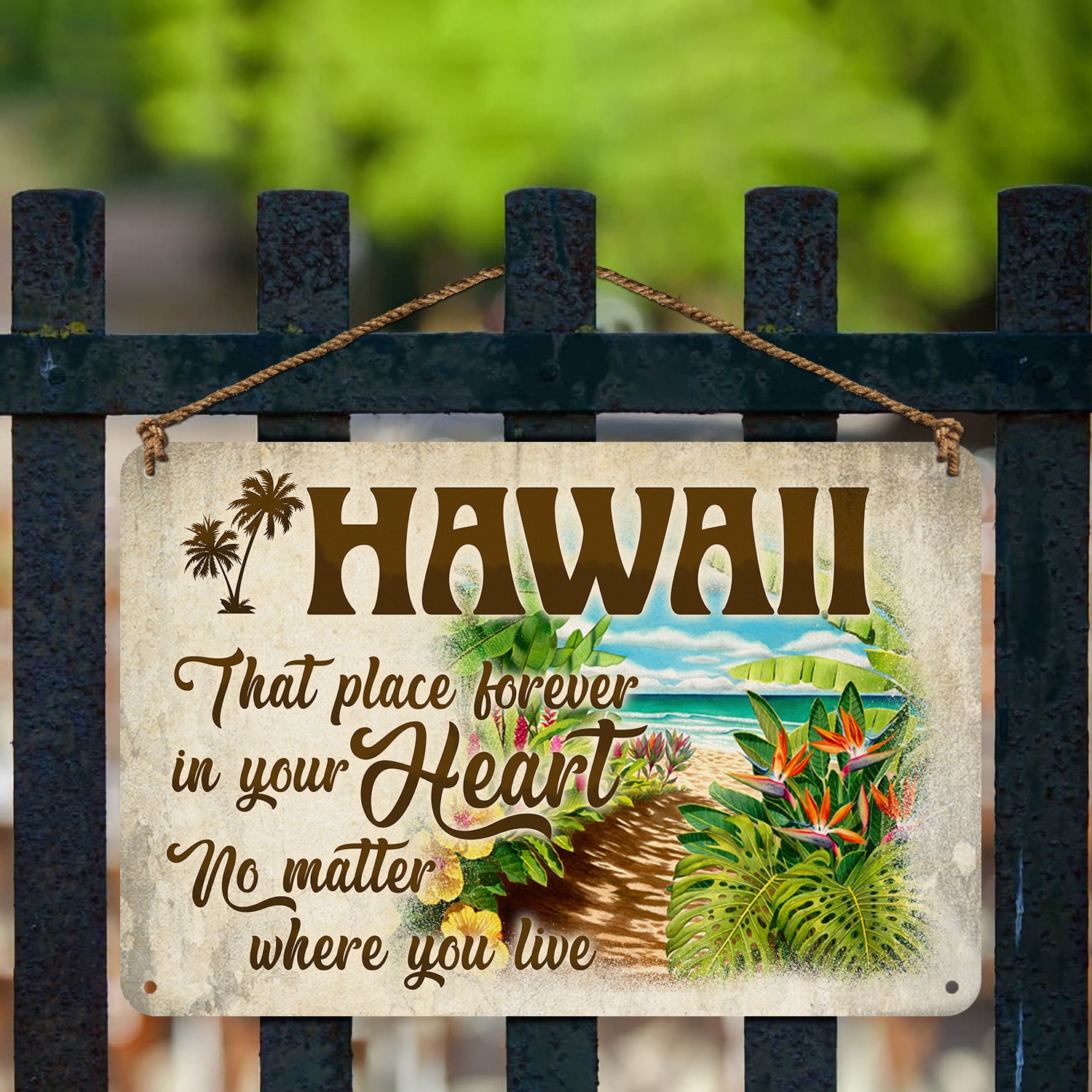 7. Hawaii On Your Heart Metal Sign Metal Sign Mockup 3