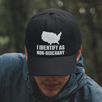 Alternative view of I Identify As Non-Bidenary Twill Cap - High-Profile Snapback Hat