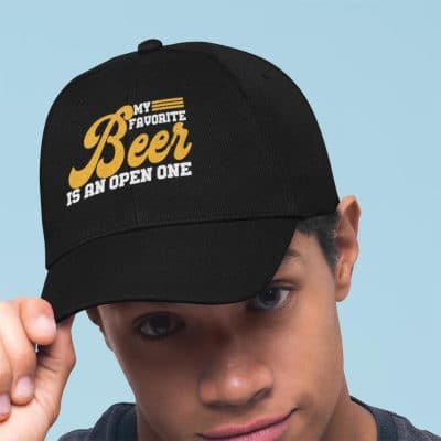 Alternative view of My Favorite Beer Is An Open One Funny Beer Gifts For Men Twill Cap - High-Profile Snapback Hat - Trucker Hat