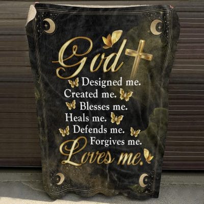 Alternative view of God Designed Me Created Me Blesses Me Heals Me Defends Me Forgives Me Loves Me Fleece Blanket - Religious Mink Blanket - Woven Blanket