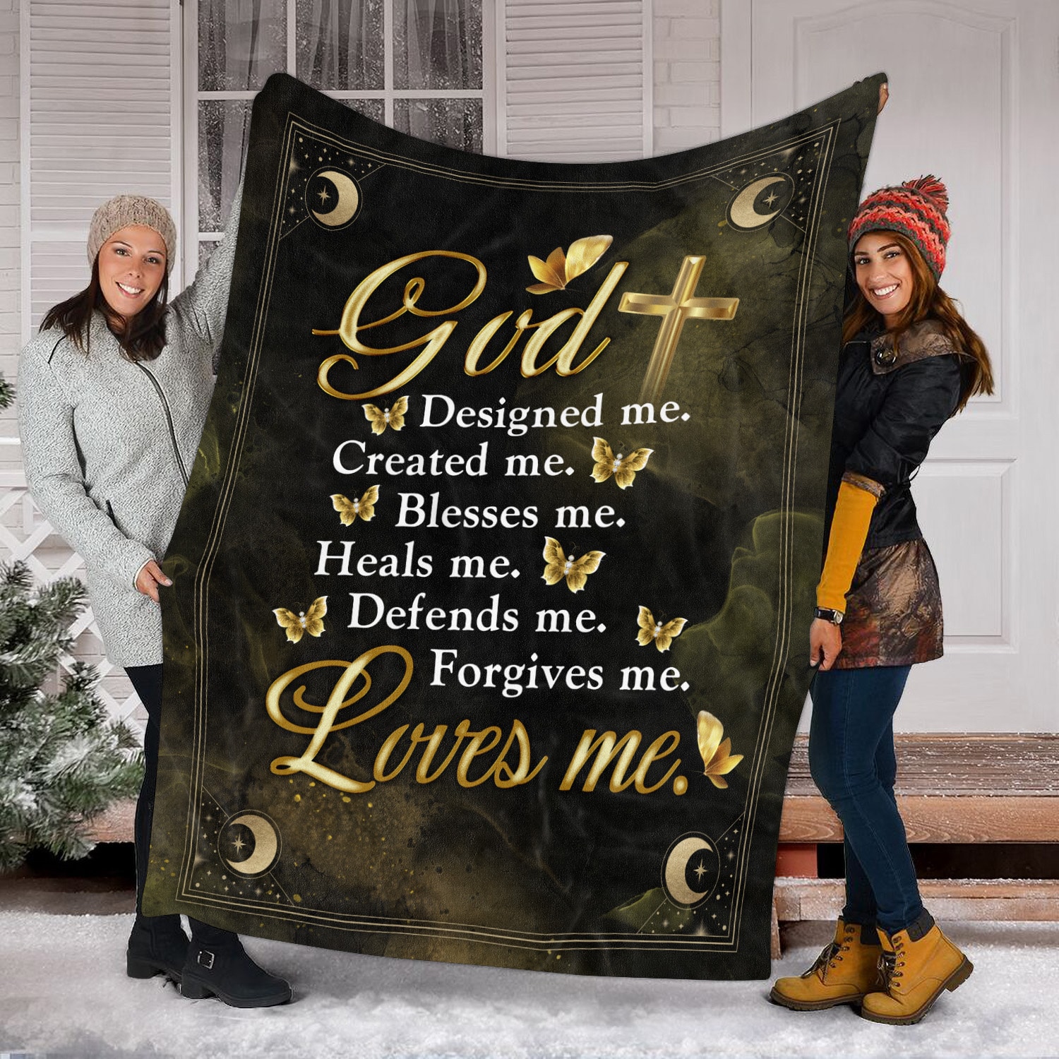 1. God Loves Me Blanket Mockup 8