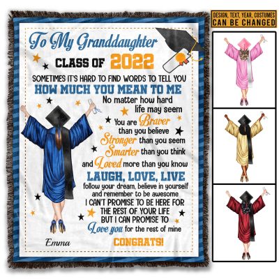 Alternative view of Follow Your Dream And Believe In Yourself Personalized Graduation Gift Fleece Blanket - Sherpa Blanket