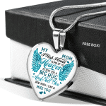 My Mom I Wish I Could Climb Up to Heaven I Miss You Heart Pendant Necklace - Bangle