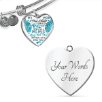 My Mom I Wish I Could Climb Up to Heaven I Miss You Heart Pendant Necklace - Bangle